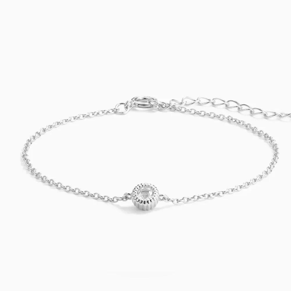 925 Sterling Silver Rhodium-Plated Bracelet Zirconia Pendant New in Packaging - Picture 4 of 4